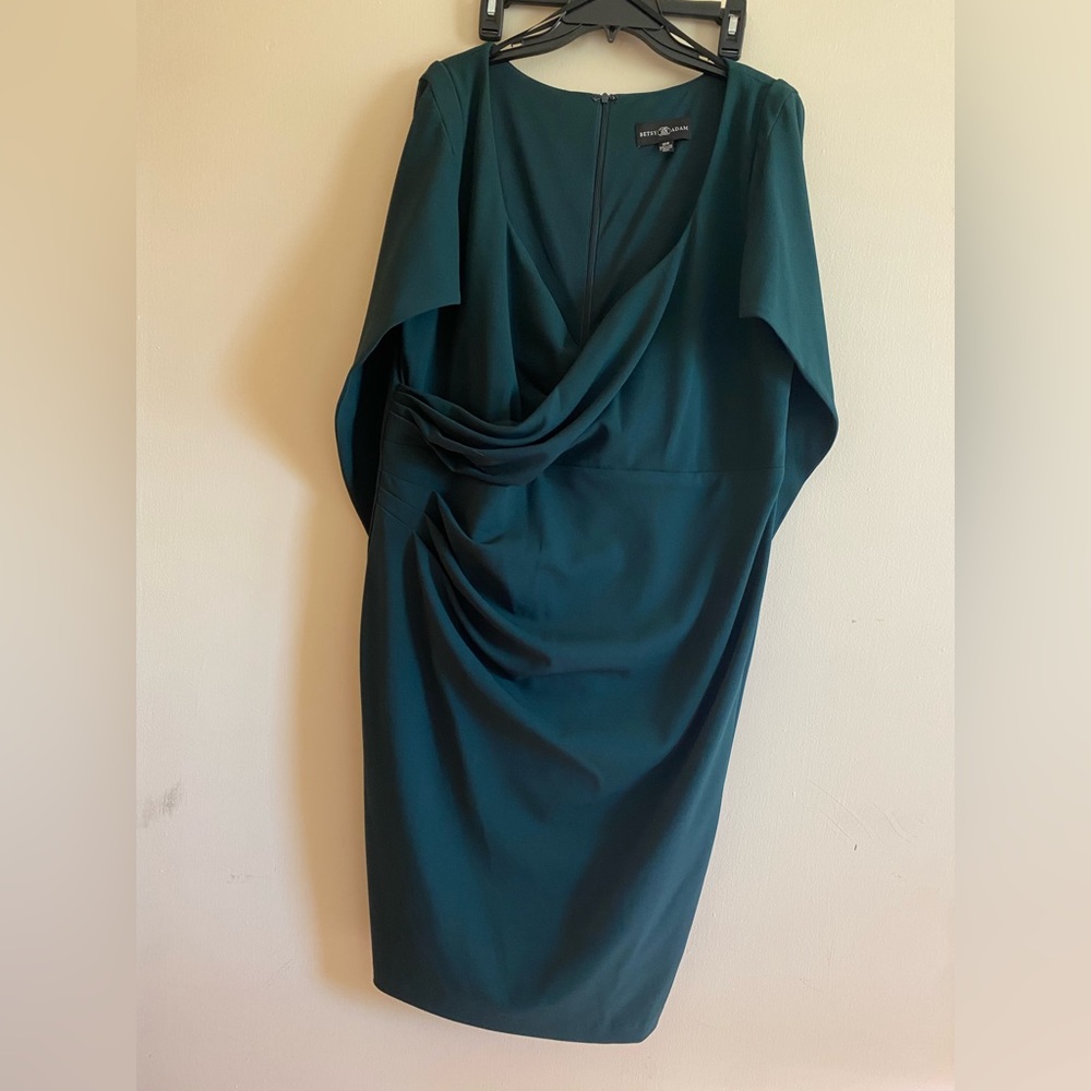 Betsy & Adam Plus Size Drape Back Sheath Dress - image 1